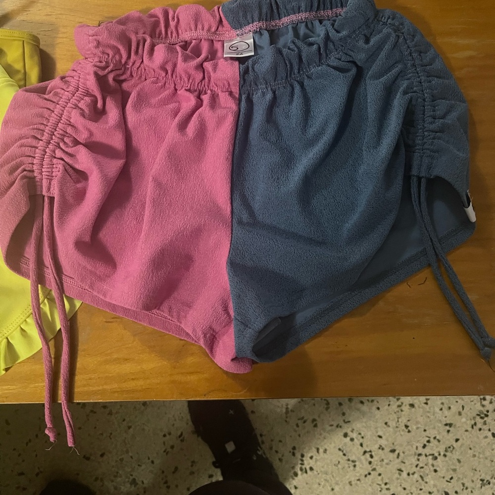 Two-Tone Pink and Blue Athletic Shorts